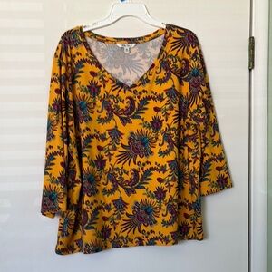 The Pioneer Woman Gold 3/4 Sleeve Relaxed Blouse